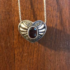 SS Malachite/Garnet Reversibile Pendant